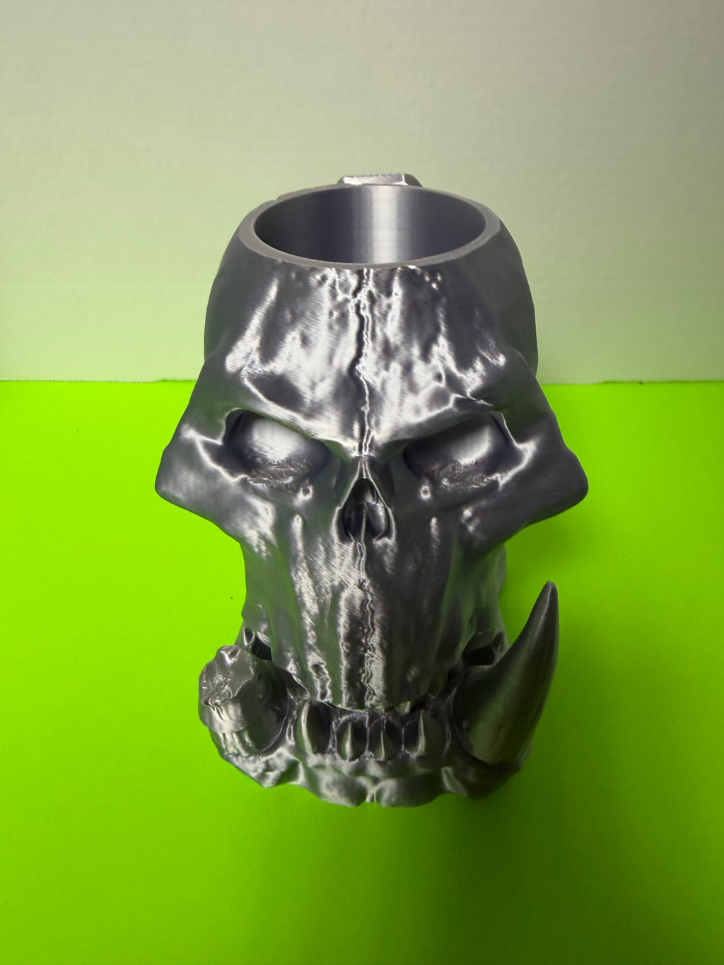 Ogre Mug 3D Printed Fantasy Coffee Cup | Silver Silk PLA Gaming Gift | Unique Novelty Drinkware for Gamers & Fantasy Fans